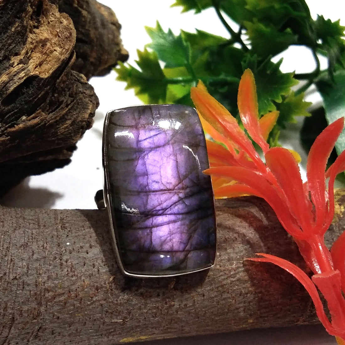Natural Labradorite Purple Fire Gemstone Ring, Solid 925 Sterling Silver Ring, Labradorite Stone Size 29x18 mm Handmade Gift Ring Jewelry