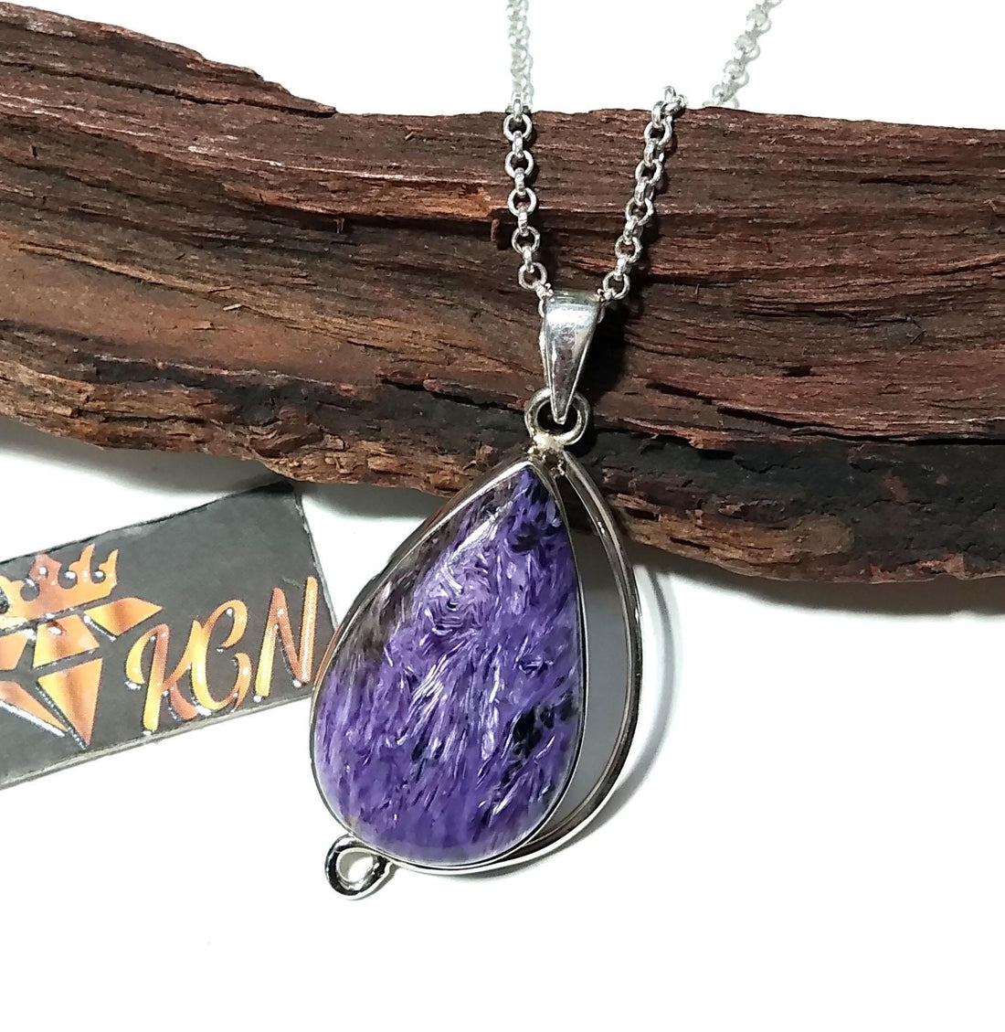 Purple Charoite Pendant Necklace, 925 Starling Silver Pendant, Charoite Gemstone Pendant Necklace on Chain, Handmade Healing Crystal Pendant