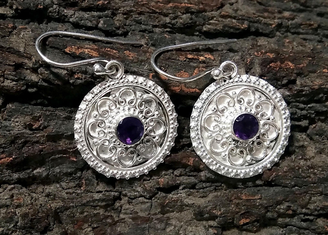 925 Starling Silver Earring, Very Beautiful Nice Earring, Fine Silver Earring, Natural Gemstone Amethyst Earring, For Girls & Women Earring.