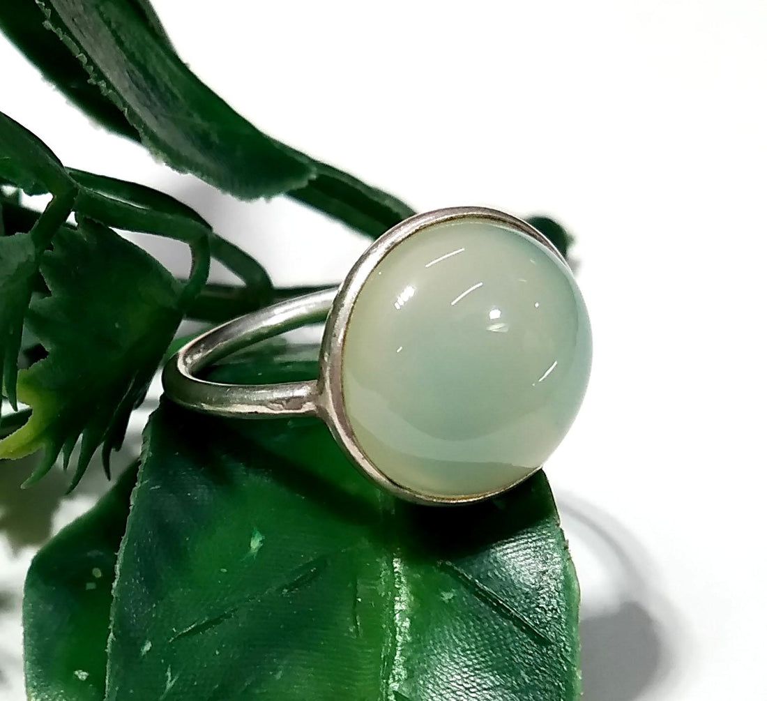 Natural Aqua Chalcedony Gemstone Ring, Solid 925 Sterling Silver Ring, Chalcedony Stone Size 12x12mm Handmade Ring, Gift Statement Ring
