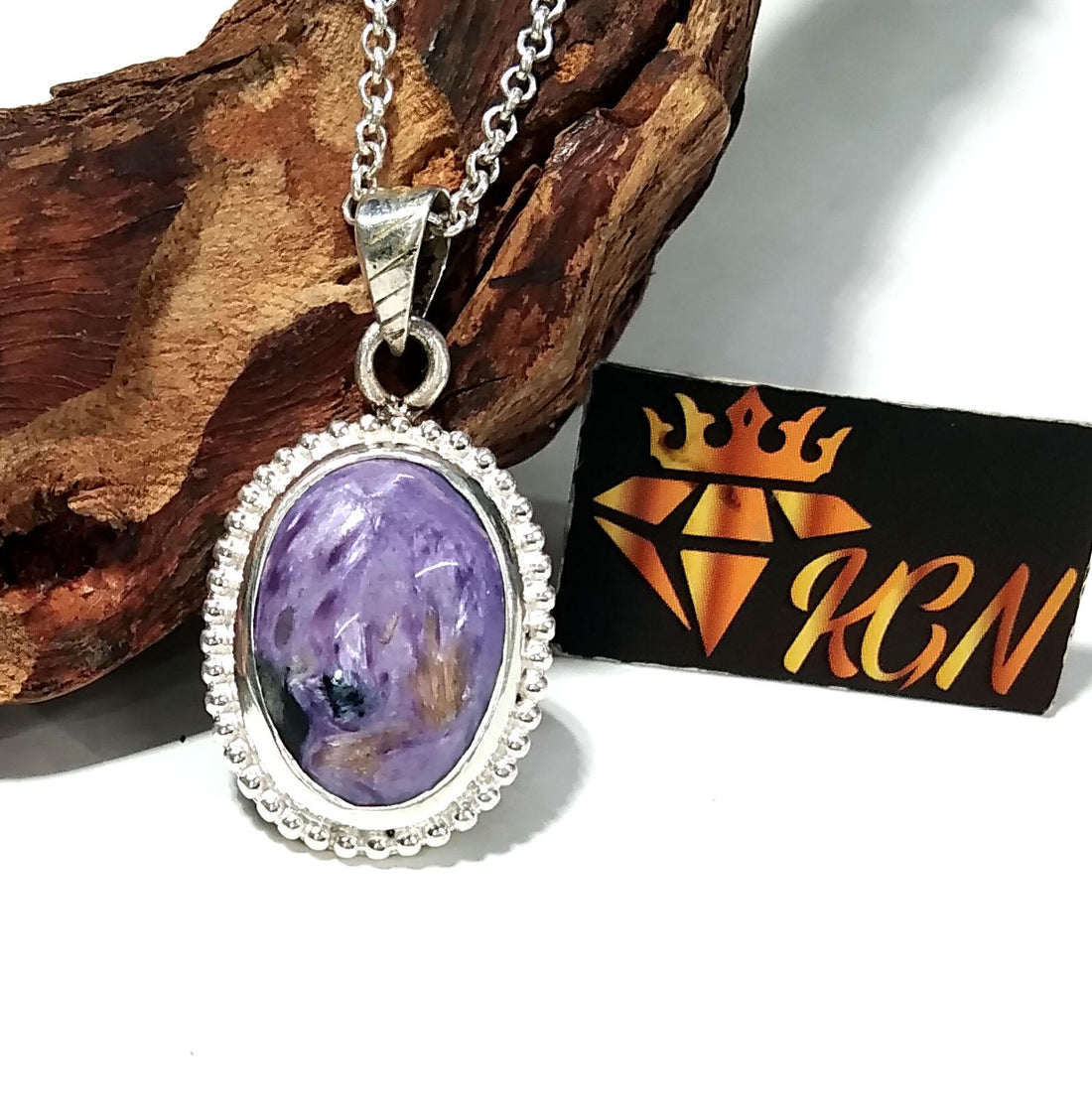 Natural Charoite Gemstone Pendant Chain Necklace, 925 Starling Silver Pendant, Handmade Good Color Purple Stone Pendant, Gift For Women.