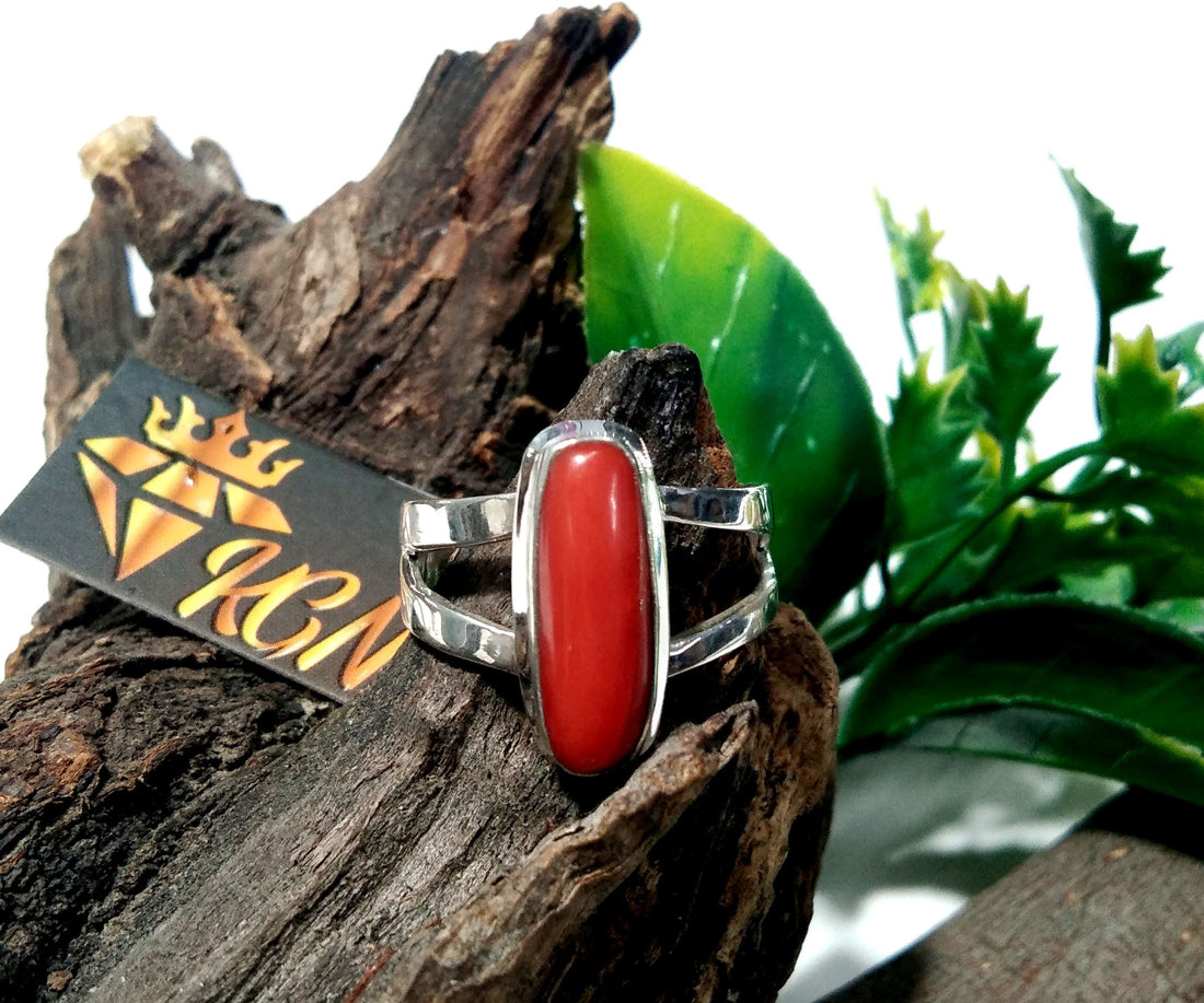 Natural Italian Red Coral Ring, With 925 Sterling Silver Ring, Handmade Making Coral Ring, Wedding/Anniversary Gift For Girls/Women Ring
