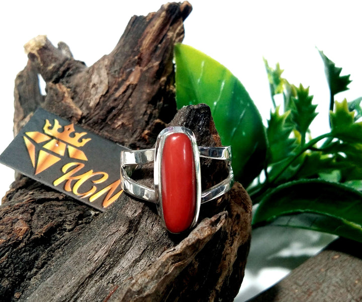 Natural Italian Red Coral Ring, With 925 Sterling Silver Ring, Handmade Making Coral Ring, Wedding/Anniversary Gift For Girls/Women Ring