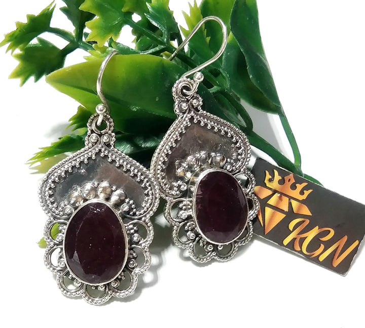 Good Making Ruby Earring, Red Ruby Earring, 925 Sterling Silver, Boho Jewelry, Delicate Earring, Wedding Jewelry, Handmade Jewelry,For Women