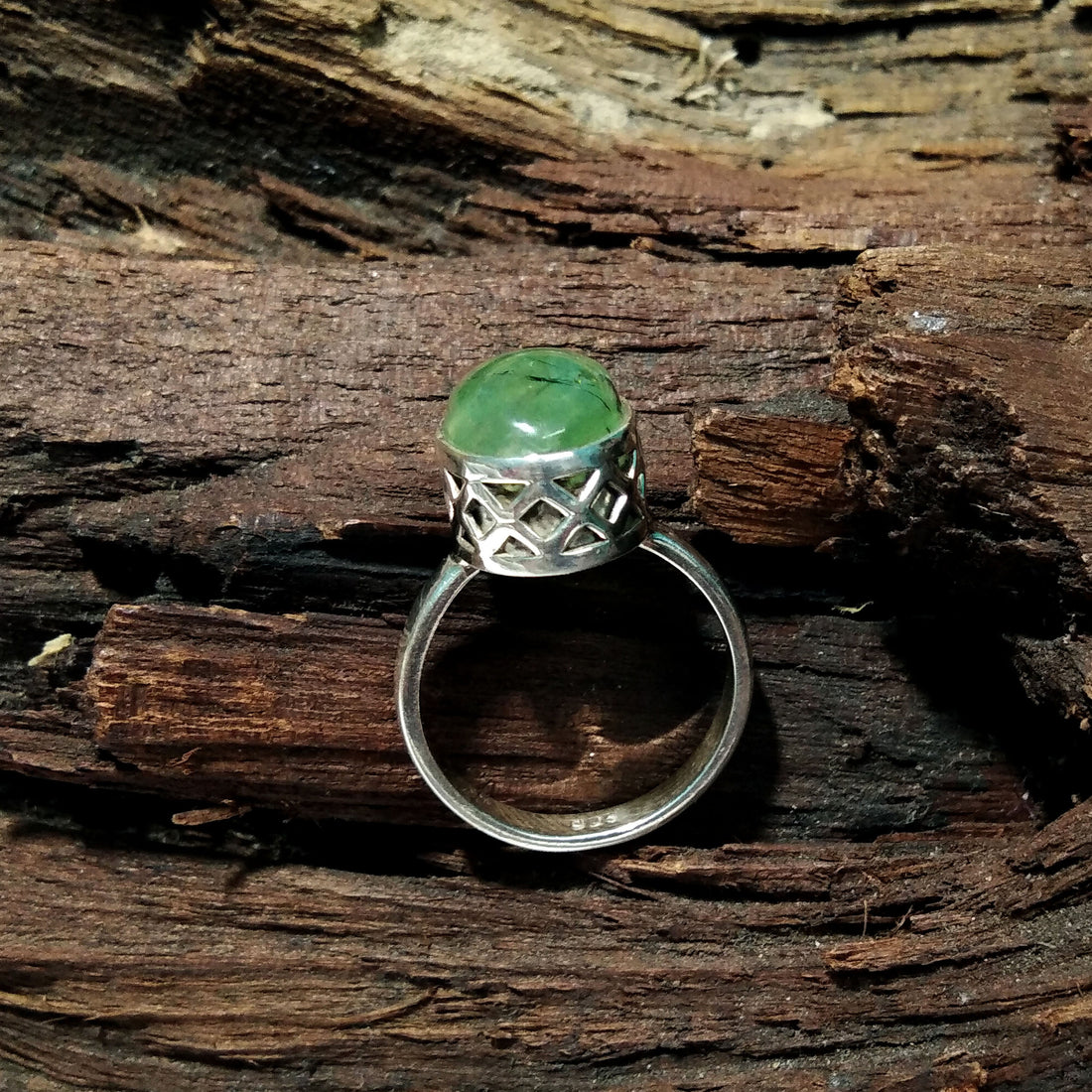 Natural Prehnite Stone Ring, Engagement Ring, 925 Silver Antique Ring, Unique Ring, Statement Ring For Girls/Woman, Gift Wedding/Anniversary