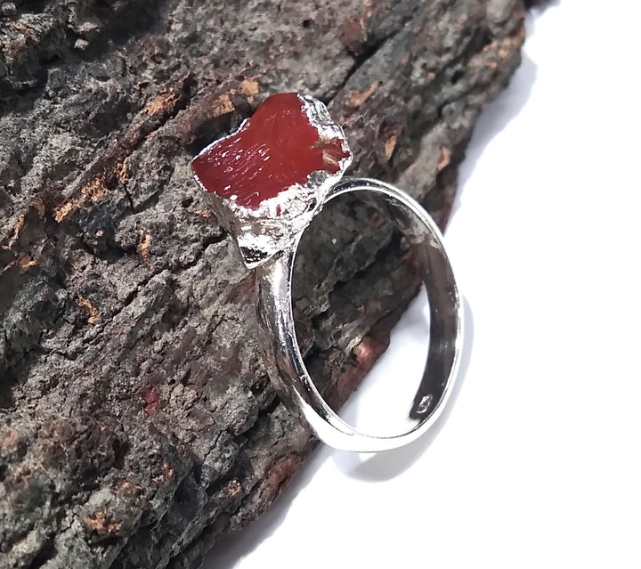 Natural Carnelian Rough Gemstone Ring, Solid 925 Sterling Silver Ring, Carnelian Stone Size 14x11mm Handmade Ring Gift Wedding Ring