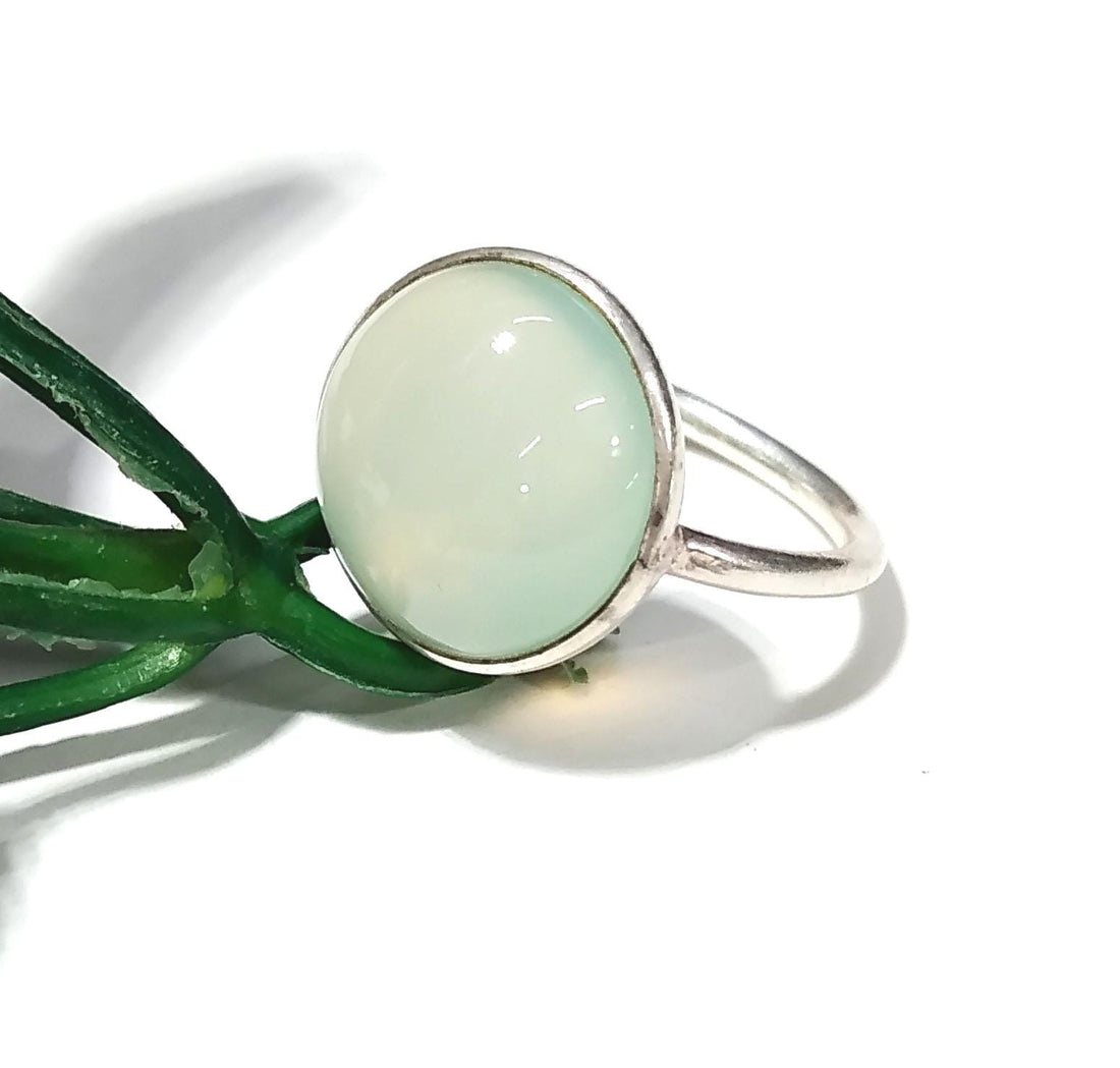 Natural Aqua Chalcedony Gemstone Ring, Solid 925 Sterling Silver Ring, Chalcedony Stone Size 12x12mm Handmade Ring, Gift Statement Ring