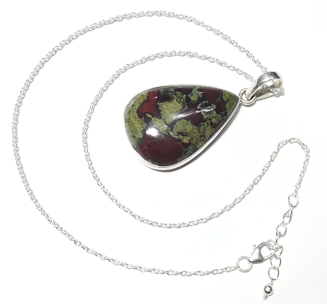 Natural Dragon Blood Jasper Pendant, Solid 925 Sterling Silver, Handmade Jewelry Dragon Blood Jasper Chain Necklace, Gift For Girls & Women.