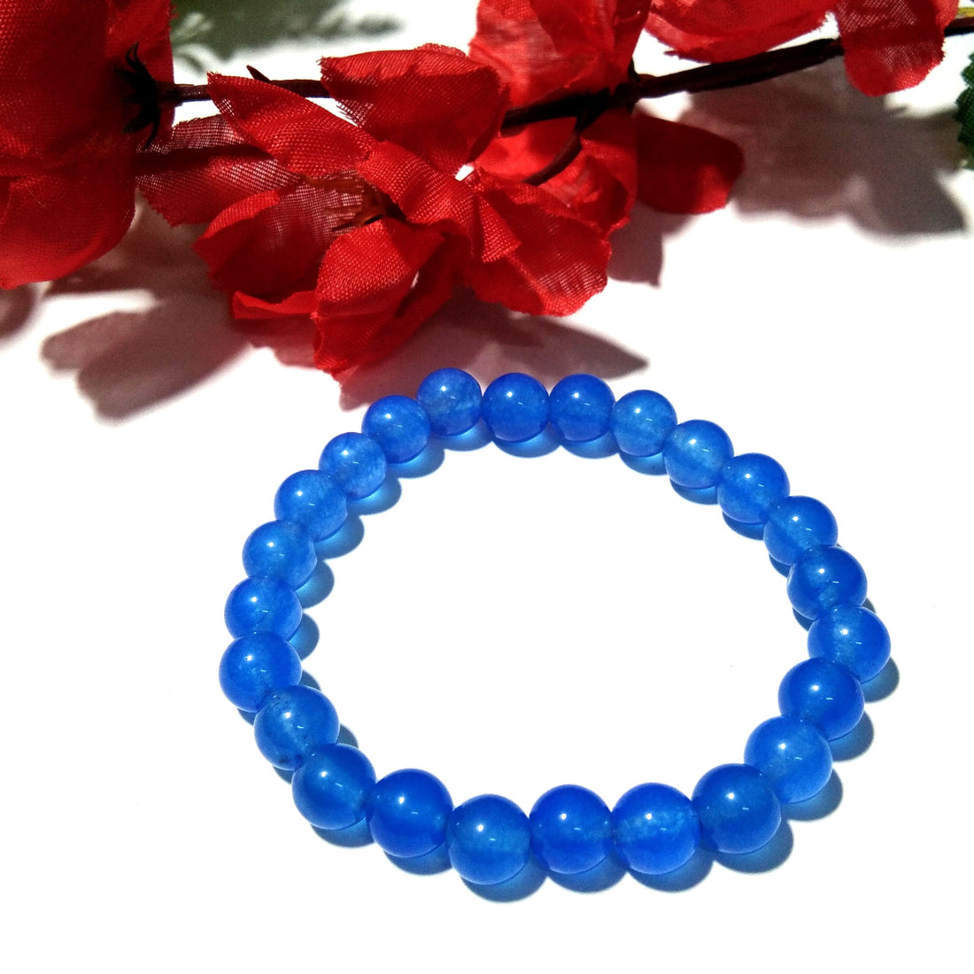 Dark Blue Chalcedony Bracelet Beads Stone, Natural Chalcedony Crystal Healing Unisex Stretch Bracelet, Size 8x8mm Gift Easter day Bracelet