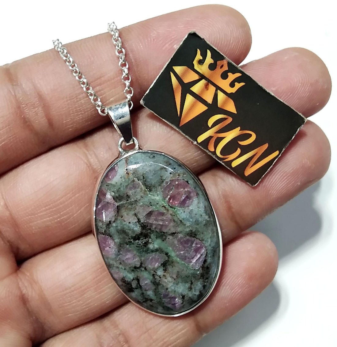 Amazing Ruby Fuchsite Cabochon Pendant, 925 Starling Silver Pendant, Ruby Fuchsite Gemstone Pendant Chain Necklace, Handmade Jewelry Pendant