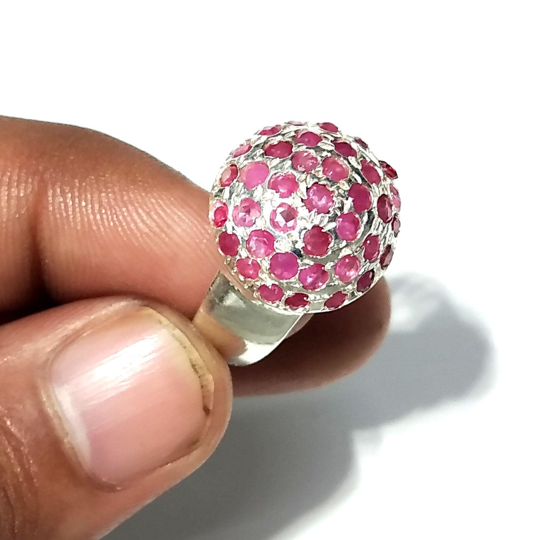 Solid 925 Starling Silver Ring, Natural Gemstone Ruby Faceted Rings, Very Beautiful Stylish Rings, Good Making Nice Rings For Girls & Woman.