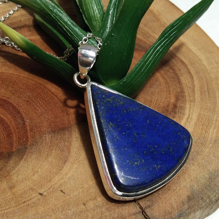 Natural Lapis Lazuli Gemstone Chain Pendant Necklace, 925 Starling Silver Pendant, Handmade Jewelry, Lapis Lazuli Stone Size 34x30mm Pendant