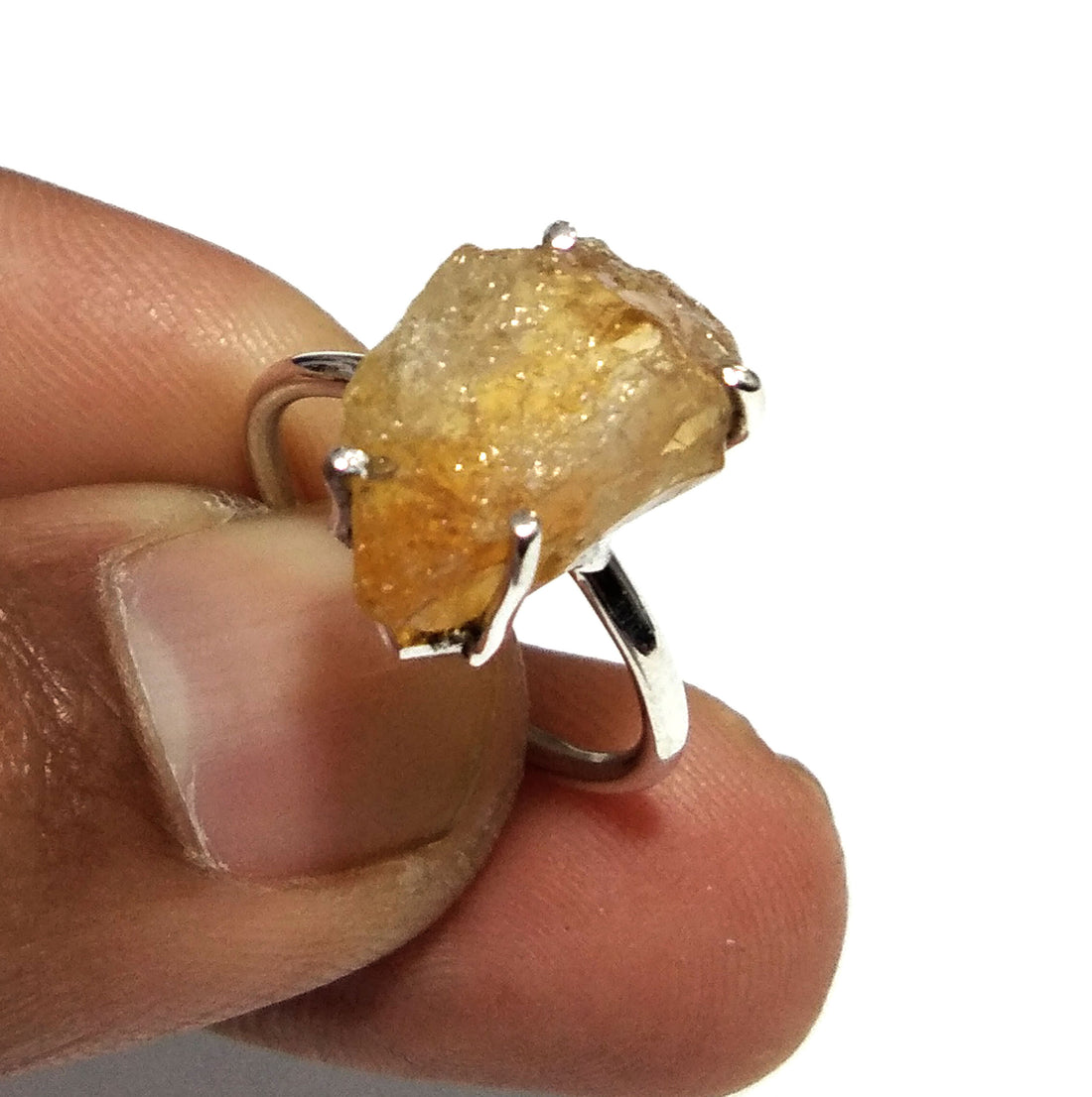 Natural Rough Citrine Gemstone Ring, 925 Solid Sterling Silver Ring, Citrine Stone Size 18x9 mm Handmade Ring, Gift Wedding Ring Jewelry