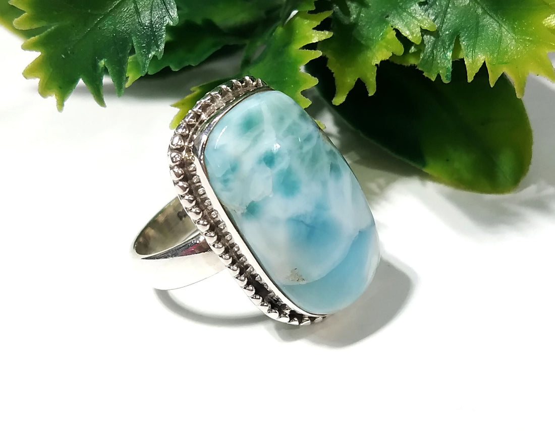 Larimar Gemstone Ring, Solid 925 Starling Silver Ring, Nice Design Good Making Gift Ring, Larimar Stone Ring, For Girls & Women
