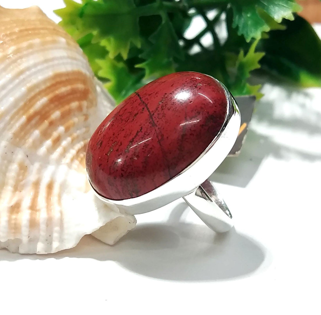Natural Red Jasper Gemstone Ring, 925 Solid Sterling Silver Ring, Amazing Red Jasper Stone Size 22x16 mm Handmade Ring Gift Birthday Ring