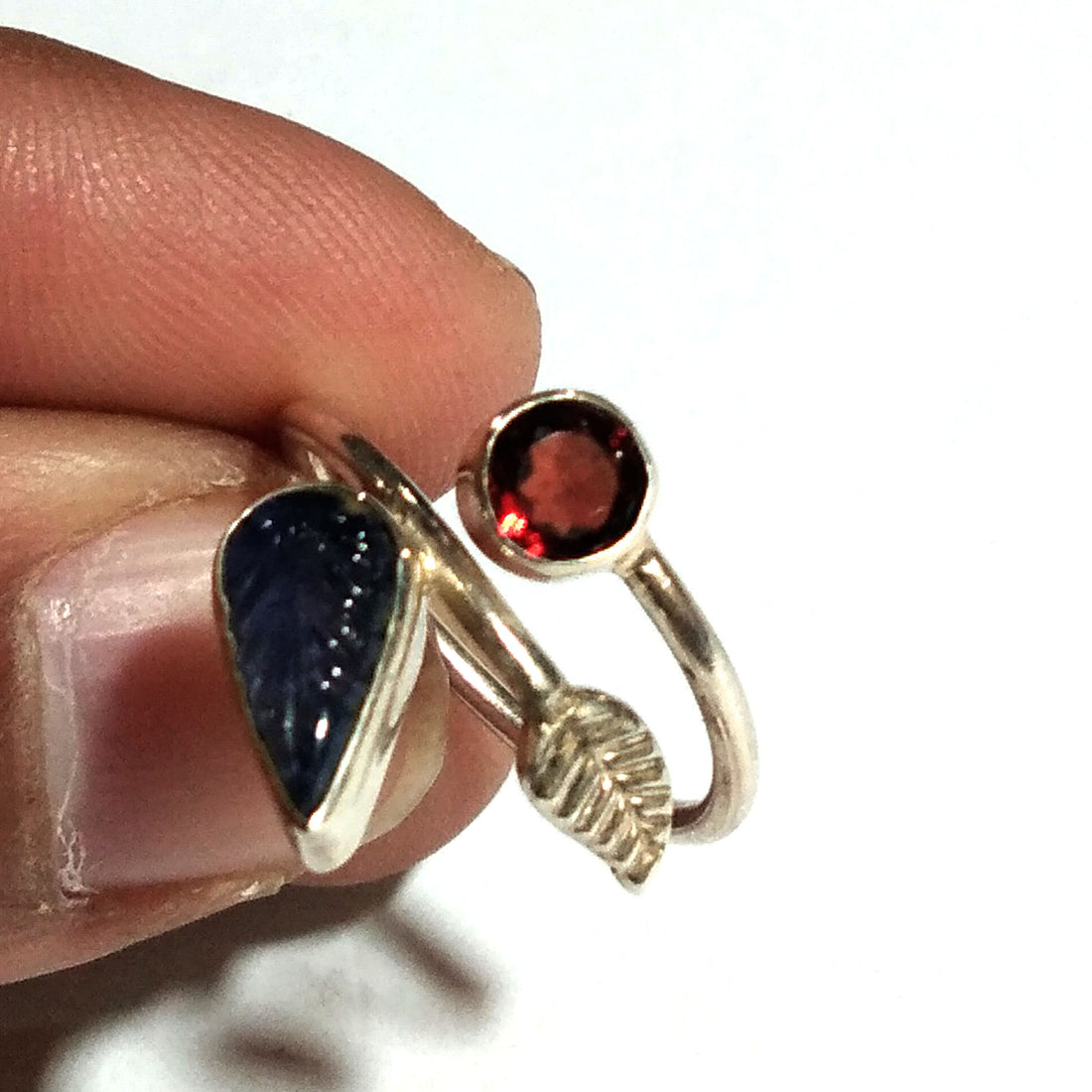 Natural Iolite Carving Ring, 925 Solid Starling Silver Ring, Jewelry Pear Shape Top Color Iolite Carving Ring, Gift for Her