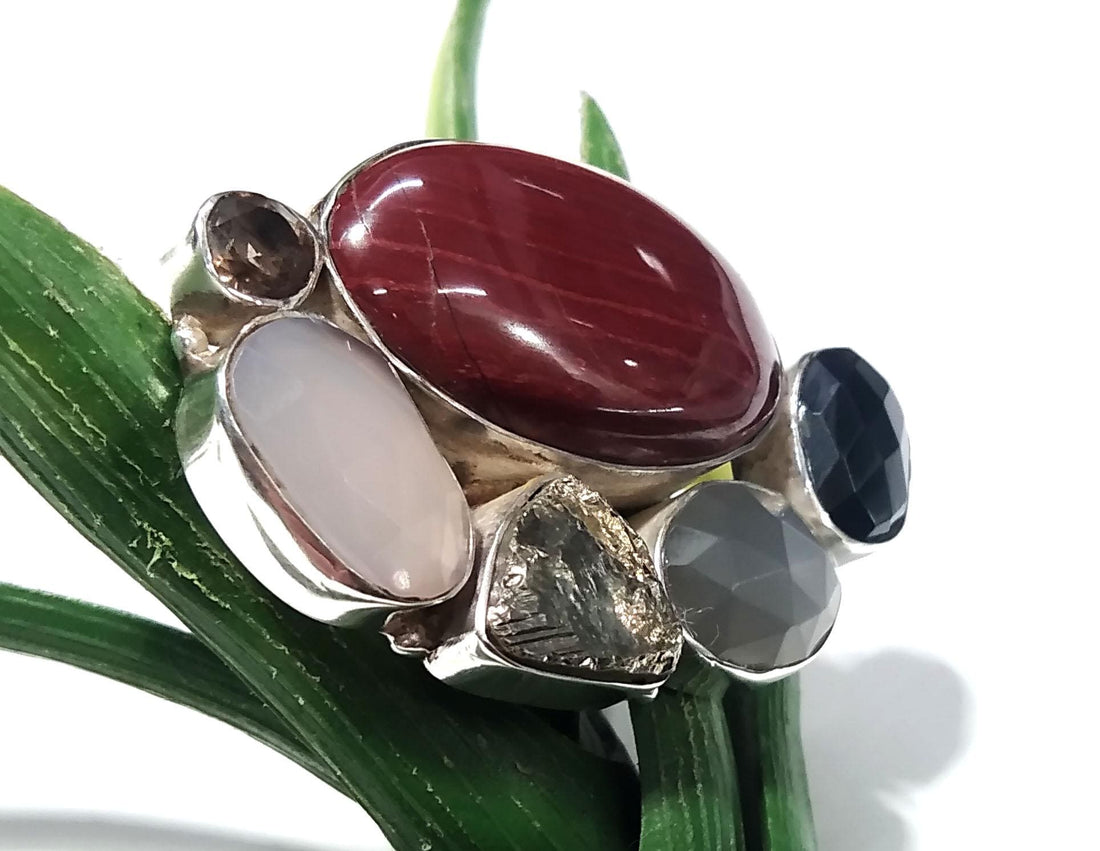 ALL Natural Multi Gemstone Rings, Solid 925 Starling Silver Jewelry, Handmade Making Multi Stone Ring, For Girls & Women, Wedding Gift Etc.