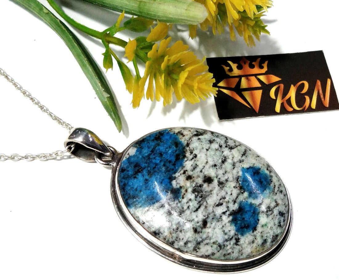 Natural K2 Jasper Gemstone Pendant, 925 Sterling Silver Pendant Healing Crystal, K2 Jasper Stone Pendant Chain Necklace Jewelry Gift For Her
