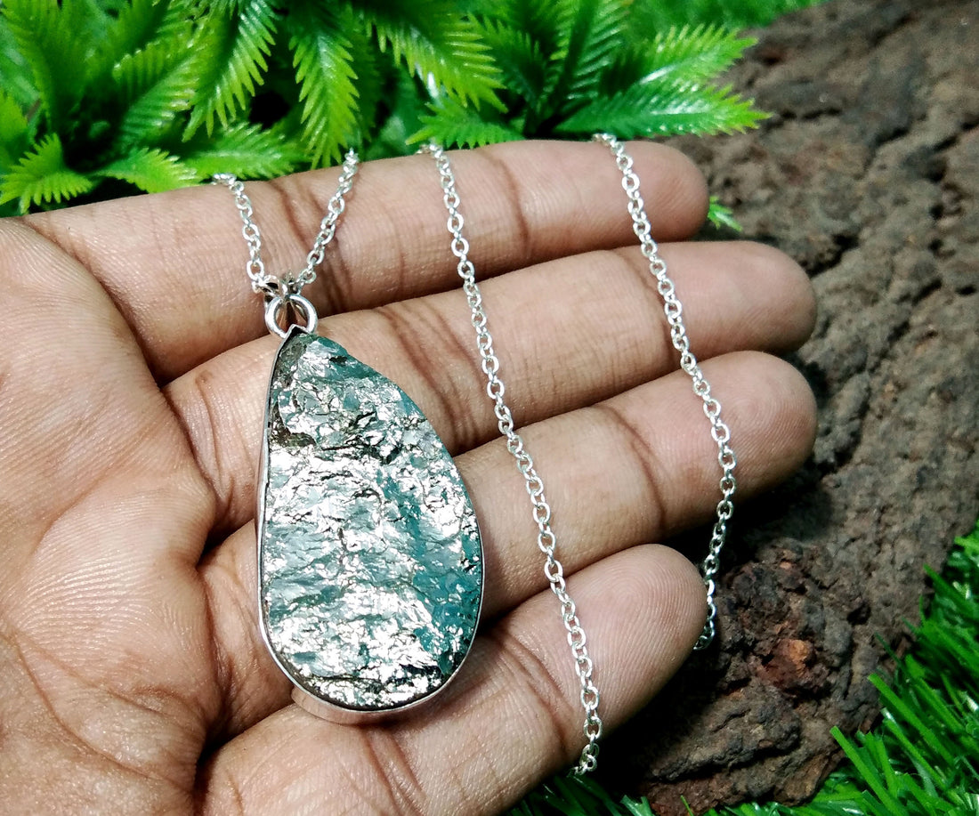 Top Quality Golden Pyrite Druzy Stone Pendant Chain Necklace, 925 Starling Silver Pendant Jewelry, Fancy Shape Handmade Jewelry Wedding Gift