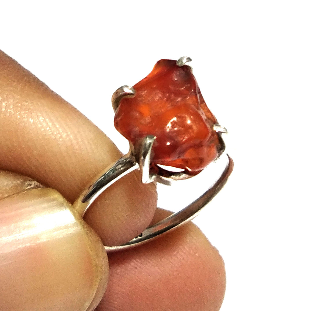 Natural Raw Carnelian Gemstone Ring, 925 Solid Sterling Silver Ring, Carnelian Stone Size 11x9 mm Handmade Ring, Gift Minimalist Ring