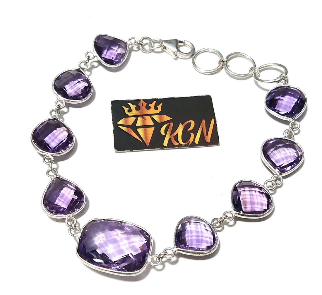 Amethyst Bracelet, Purple Stone Bracelet, 925 Sterling Silver Bracelet, Handmade Bracelet, Amethyst Jewelry, Silver Jewelry, Bezel Bracelet.