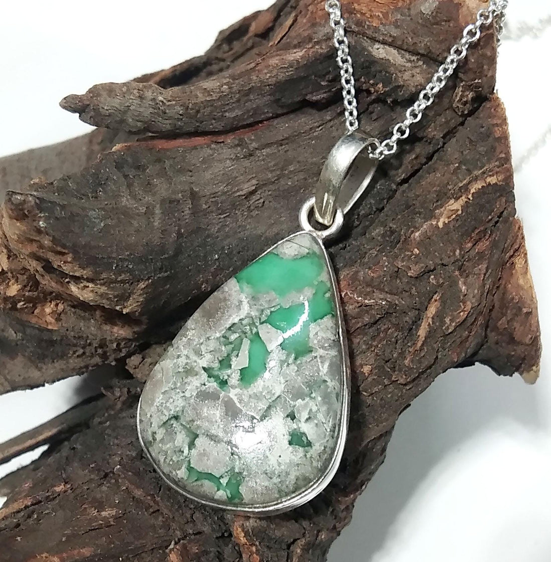 Variscite Stone Jewelry, 925 Sterling Silver Pendant Chain Necklace, Beautiful Design Nice Color Variscite Stone Pendant, Gift For Her