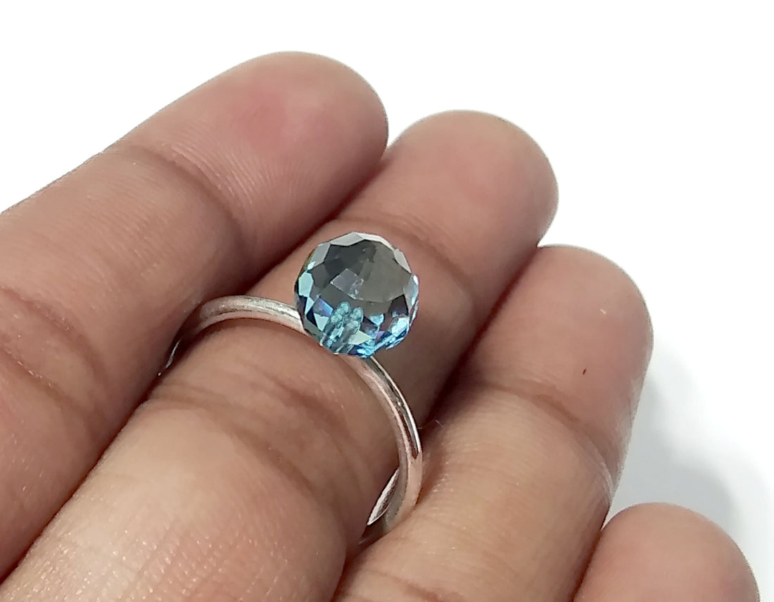 Natural Blue Topaz Faceted Ring, Gemstone Drop Shape Ring, 925 Solid Sterling Silver Jewelry, Handmade Ring, For Girls & Women Rings