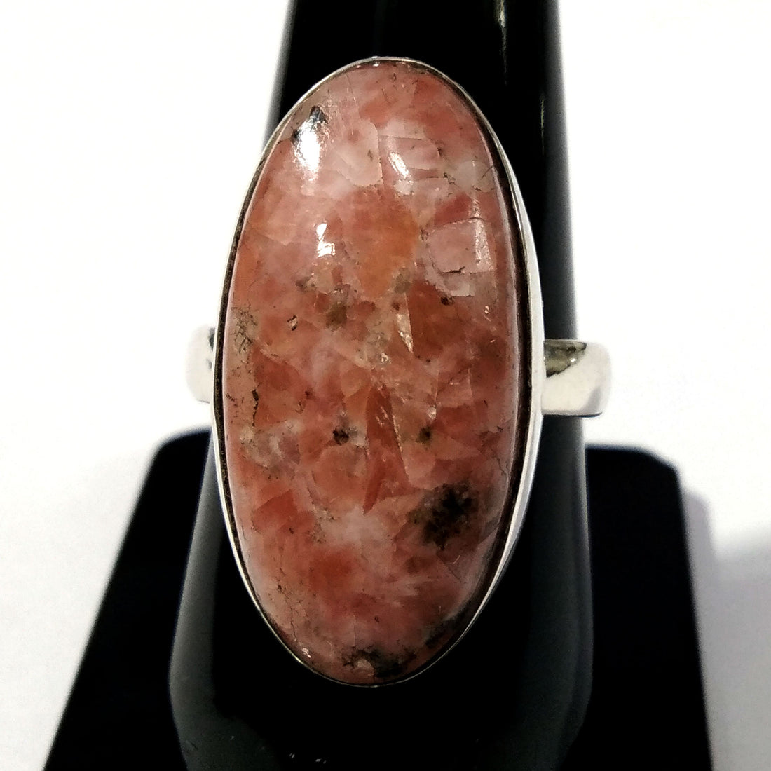Rhodochrosite Cabochon Ring, Solid 925 Sterling Silver Ring, Natural Gemstone Rhodochrosite Size 27x13 MM Shape Oval Ring, Handmade Ring.