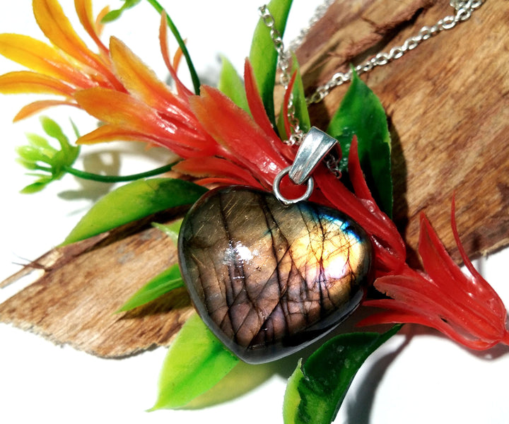 Natural Labradorite Stone Pendant Necklace,925 Sterling Silver Chain Necklace Pendant Top Purple Multi Fire Labradorite Gift Pendant Jewelry