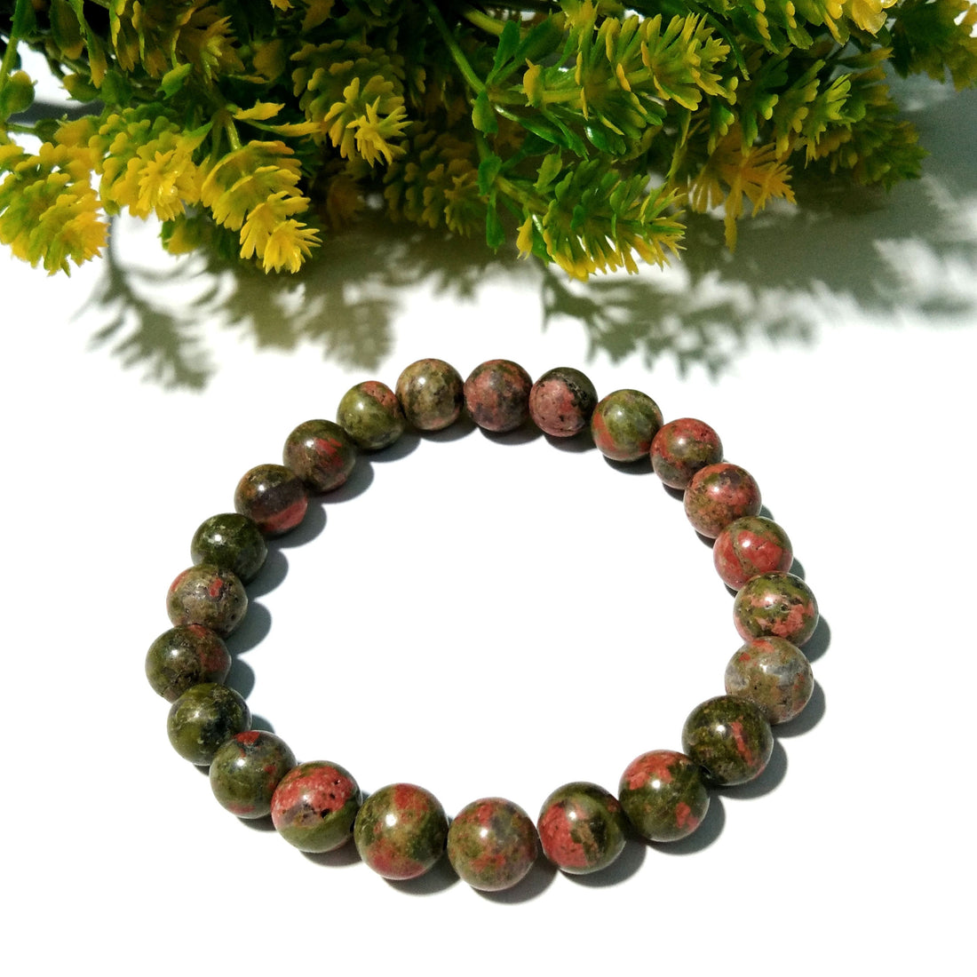 Unakite Bracelet Beads Stone, Natural Unakite Gemstone Bracelet, Healing Crystal Bracelet, Handmade For Men & Women Bracelet, Size 8x8 mm