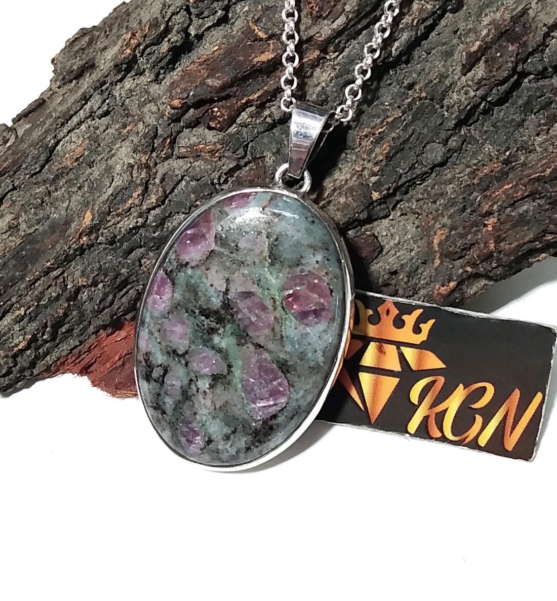 Amazing Ruby Fuchsite Cabochon Pendant, 925 Starling Silver Pendant, Ruby Fuchsite Gemstone Pendant Chain Necklace, Handmade Jewelry Pendant