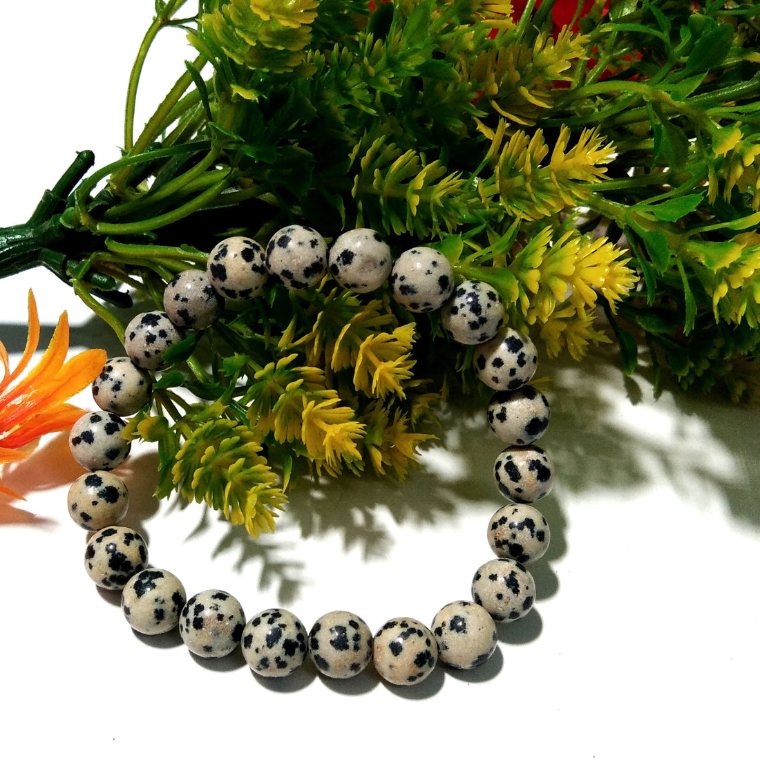 Dalmation Jasper Bracelet Beads Stone, Natural Dalmation Jasper Healing Men & Women Round Bracelet, Size 8x8 mm Gift Easter day Bracelet