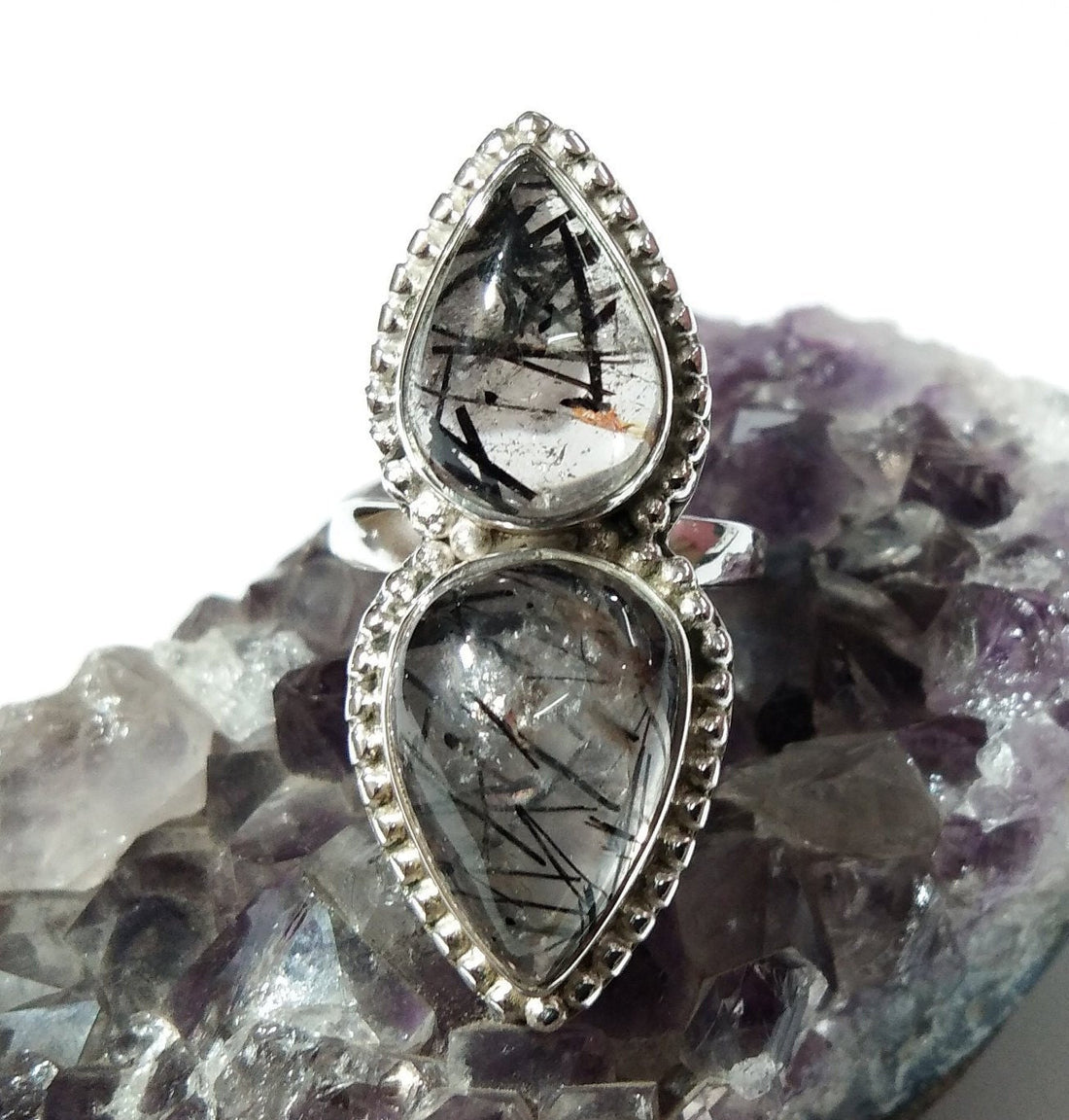 Black Rutile Quartz Gemstone Ring, 925 Starling Silver Ring, Natural Stone Ring, Beautiful Handmade Ring, For Girls/Women Ring Free Shipping