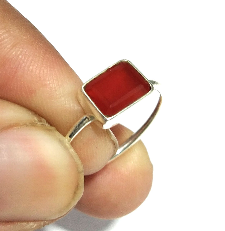 Caroline Gemstone Ring, 925 Solid Starling Silver Ring, Jewelry Stone Size 8x6mm Top Color Orange Caroline Ring, Gemstone for Gift Ring