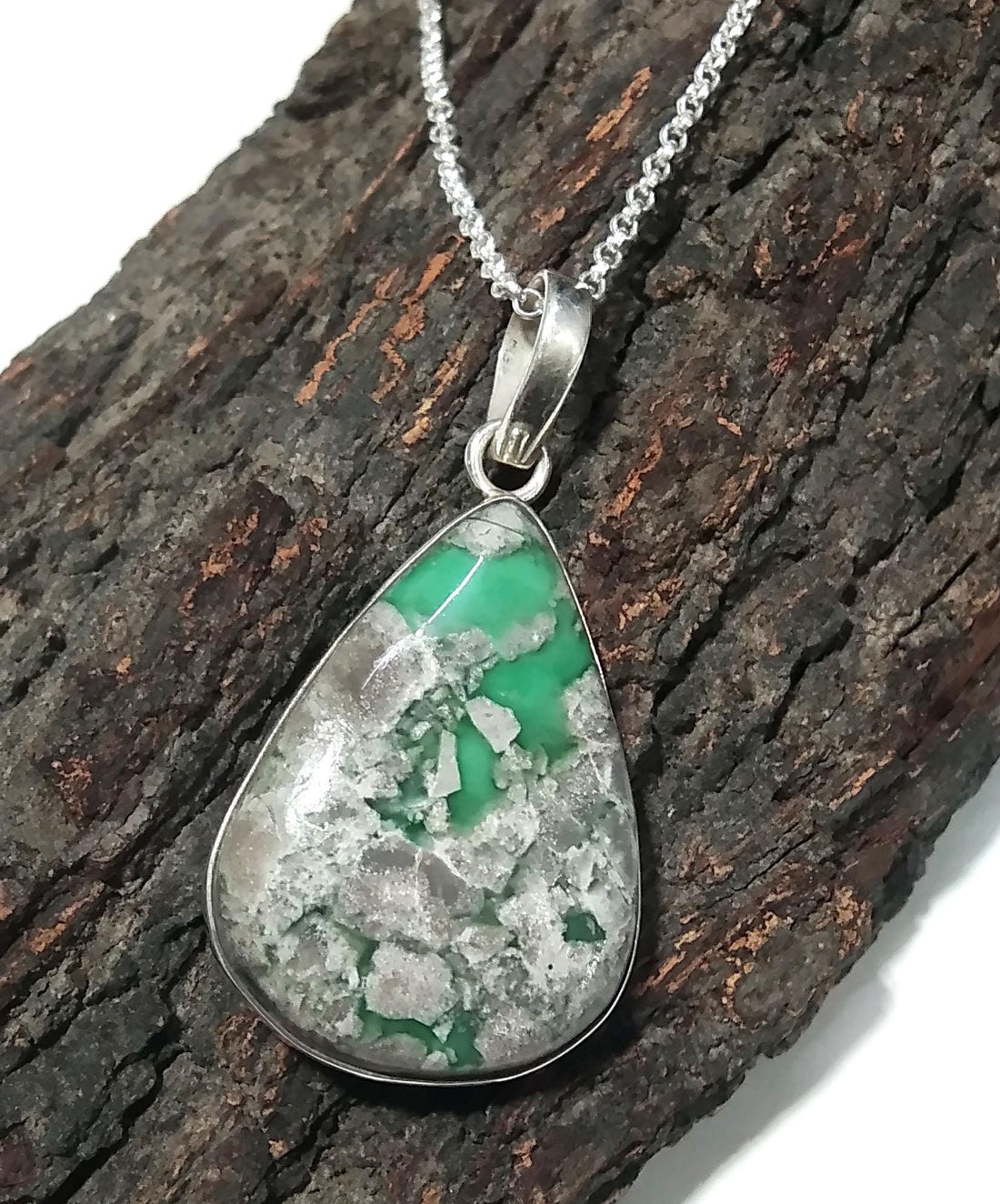 Variscite Stone Jewelry, 925 Sterling Silver Pendant Chain Necklace, Beautiful Design Nice Color Variscite Stone Pendant, Gift For Her