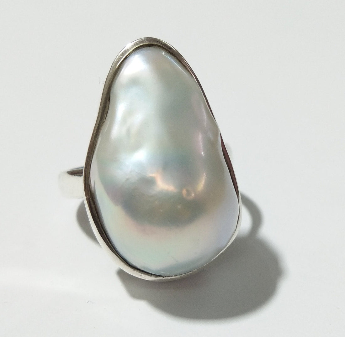 Natural Fresh Water Baroque Pearl Ring's With 925 Sterling Silver.Good Quality Baroque Pearl Ring Girls & Women Ring's.Gift Christmas Ring