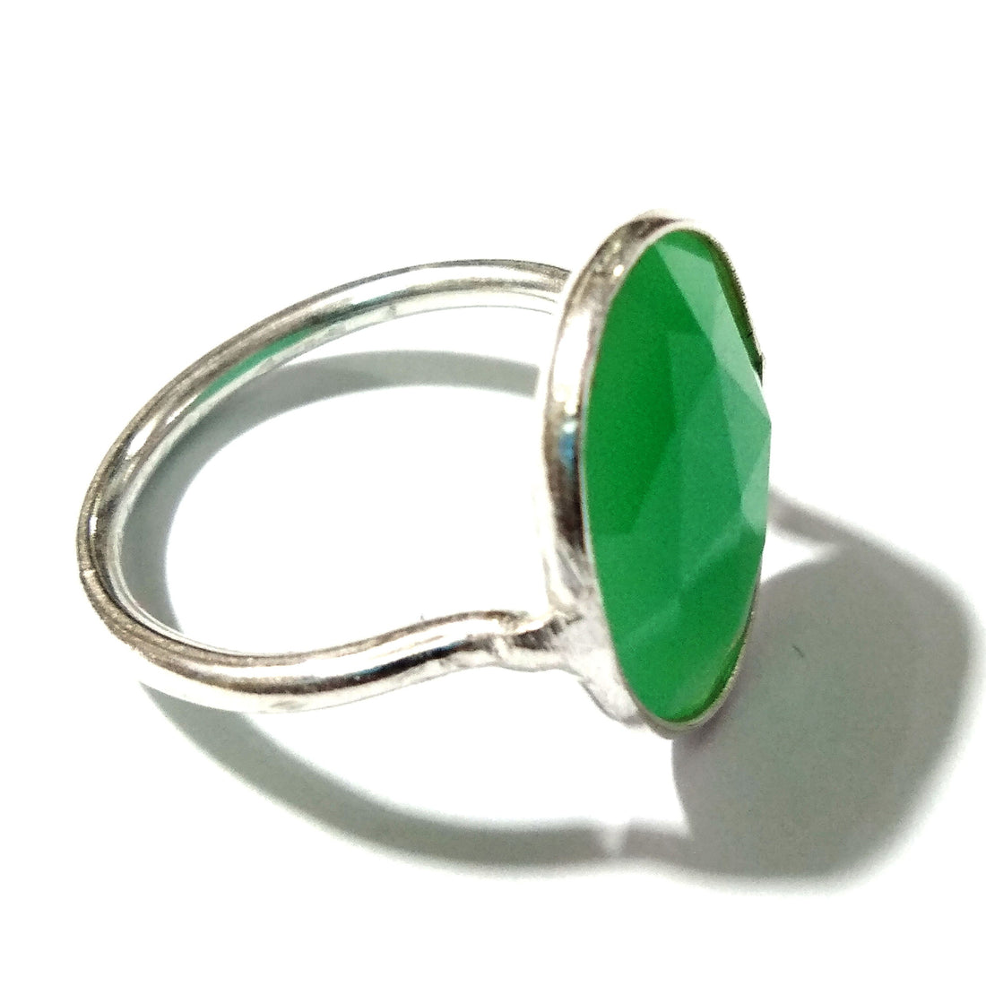 Natural Chryso Chalcedony Ring, Solid 925 Starling Silver Ring, Nice Color Stone & Good Handmade Making Silver Bezel Ring, For Girls/Women