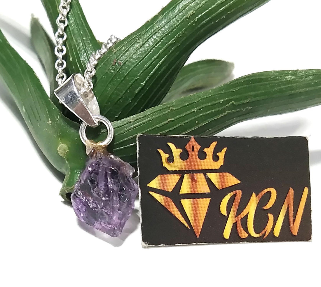 Natural Amethyst Rough Gemstone Pendant, 925 Sterling Silver Handmade Jewelry Amethyst Pendant Rough Chain Necklace, Gift For Girls & Women.