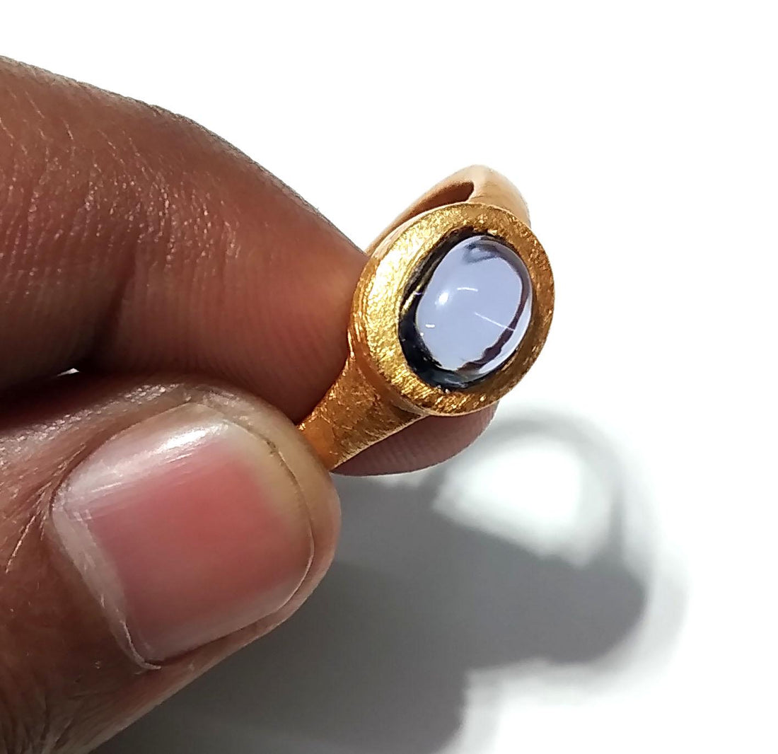 Iolite Sterling Silver Ring, 925 Sterling Silver Gold Plated Ring, Natural Iolite Stone Ring, Nice Design Good Making Gift Ring Gift For Her