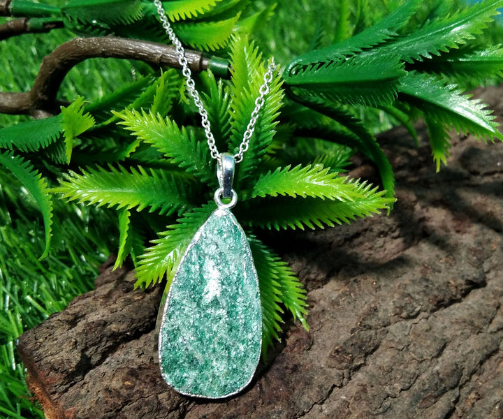 Natural Green Aventurine Druzy Pendent Necklace, 925 Silver With Aventurine Druzy Gemstone Pendant Chain Necklace, Gift For Girls/Woman
