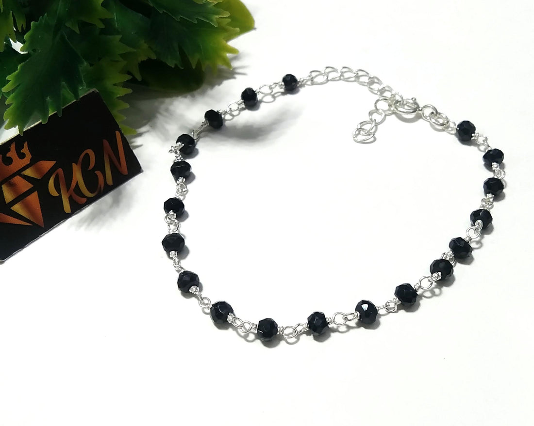 Natural Black Onyx Faceted Gemstone Bracelet, 925 Starling Silver Chain Stone Beads Bracelet Wedding Bracelet Gift Valentine day Bracelet