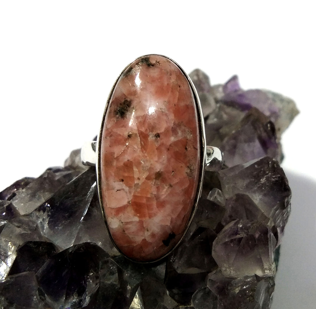 Rhodochrosite Cabochon Ring, Solid 925 Sterling Silver Ring, Natural Gemstone Rhodochrosite Size 27x13 MM Shape Oval Ring, Handmade Ring.