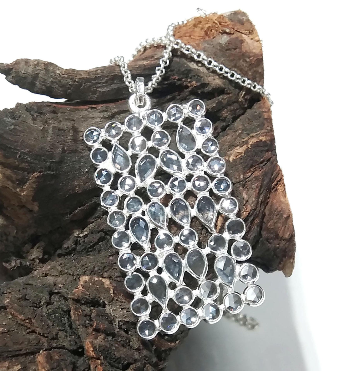 Natural White Zircon Gemstone Pendant, Amazing Design White Zircon Stone Pendant, 925 Solid Sterling Silver Pendant, For Gift Pendant