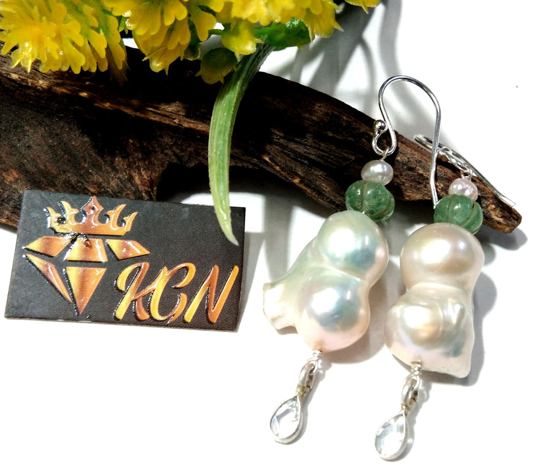 White Natural Baroque Pearl Earring, 925 Sterling Silver Earring, Elegant Pearl Gift, Fine Baroque Pearl Jewelry, Handmade Earring For Women