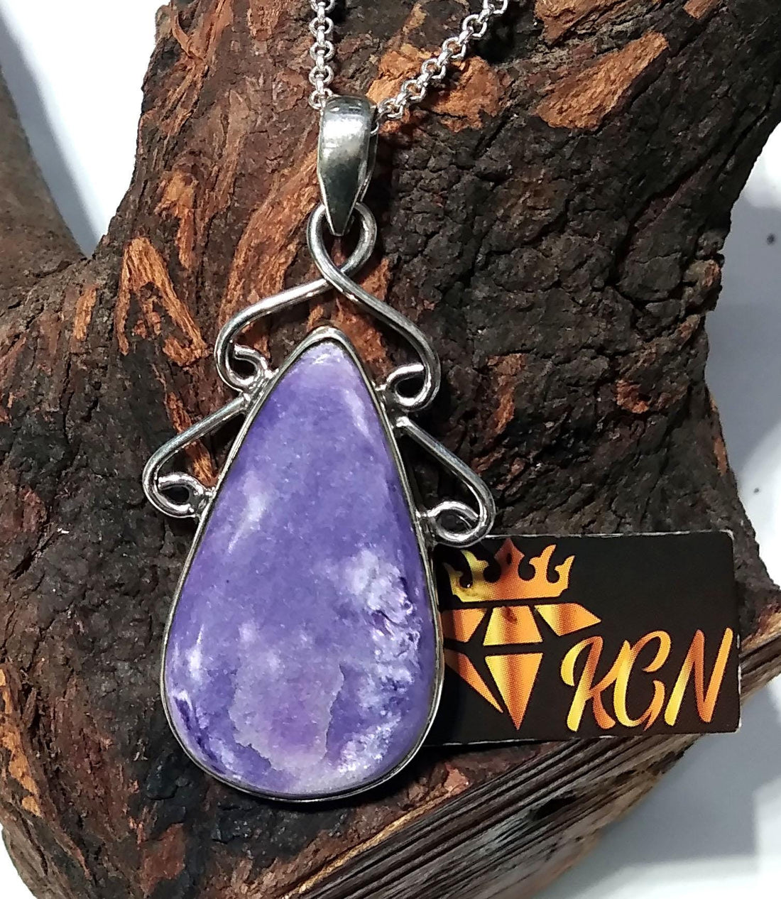 Charoite Gemstone Pendant, Solid 925 Sterling Silver Chain Pendant, Good Purple Color Charoite Handmade Pendant, Gift Birthstone Pendant