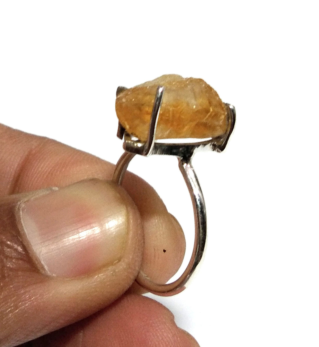Natural Rough Citrine Gemstone Ring, 925 Solid Sterling Silver Ring, Citrine Stone Size 18x9 mm Handmade Ring, Gift Wedding Ring Jewelry