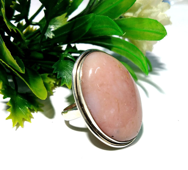 Natural Pink Opal Cabochon Ring's, 925 Starling Silver Ring, Good Quality Gemstone Pink Opal Stylish Silver Rings, For Men & Women.
