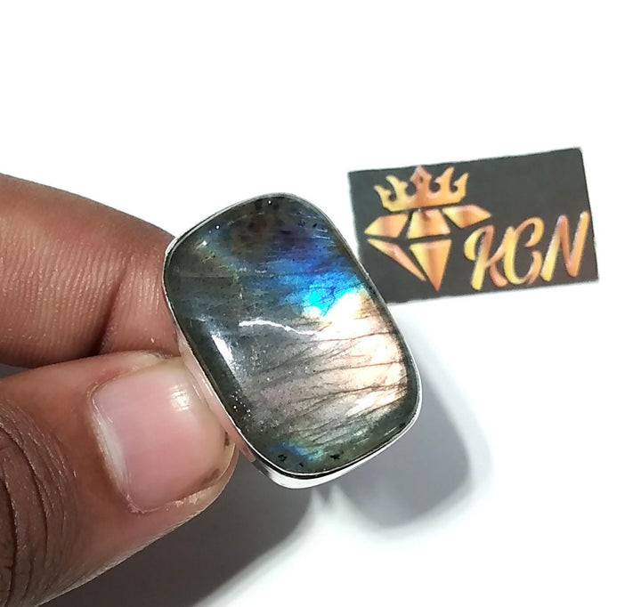 Natural Purple Fire Labradorite Gemstone Ring, Specrtolite Labradorite Ring, 925 Solid Sterling Silver Ring, Amazing Design Labradorite Ring