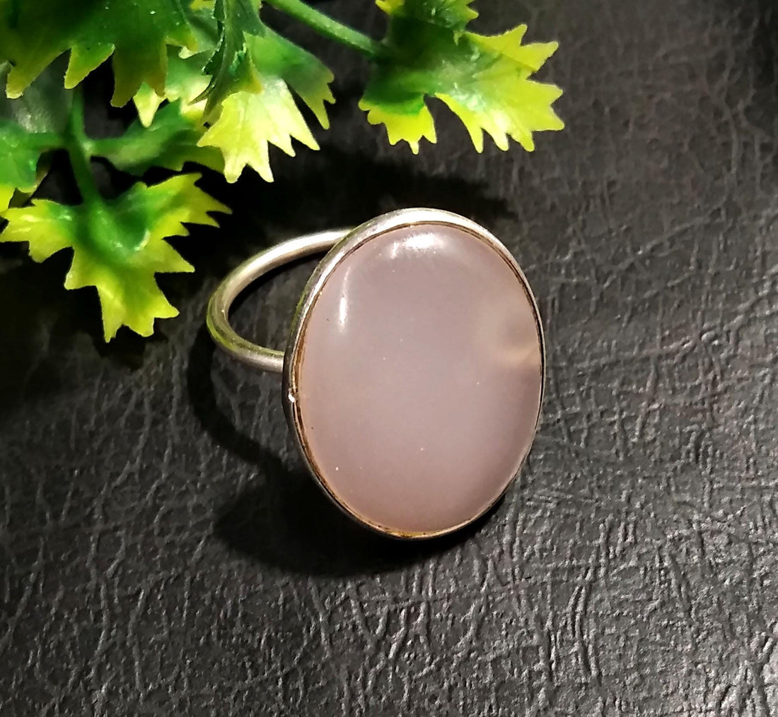 Rose Quartz  Gemstone Ring, 925 Sterling Silver Ring, Natural Rose Quartz Stone Size 21x16mm Handmade Statement Gift Birthday Ring