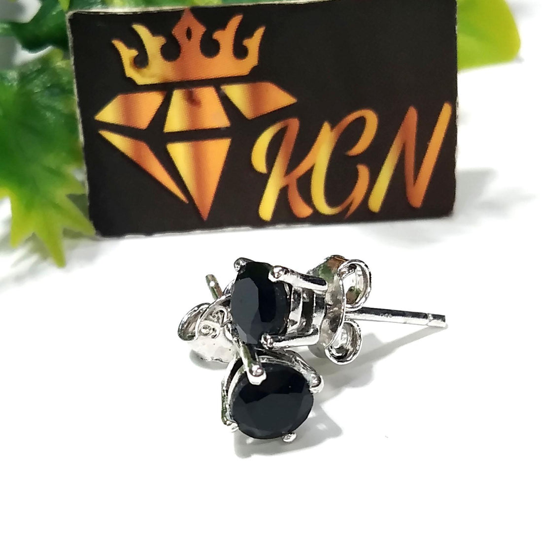 Black Onyx Stud Earrings, 925 Solid Starling Silver Earring, Amazing Natural Black Onyx Faceted Round Shape Stone Size 5x5 mm Christmas Gift